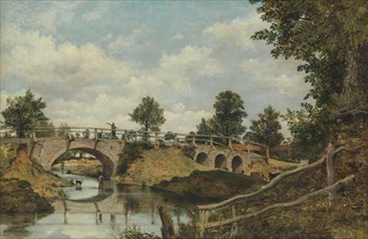 An Old Bridge at Hendon, Middlesex, ca. 1828. Creator: Frederick W Watts.