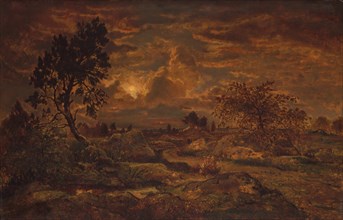 Sunset near Arbonne, ca. 1860-65. Creator: Theodore Rousseau.