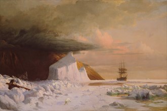 An Arctic Summer: Boring Through the Pack in Melville Bay, 1871. Creator: William Bradford.