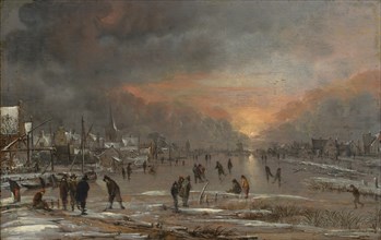 Sports on a Frozen River, probably ca. 1660. Creator: Aert van der Neer.