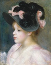 Young Girl in a Pink-and-Black Hat, ca. 1891. Creator: Pierre-Auguste Renoir.