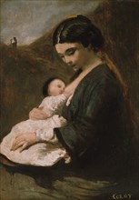 Mother and Child, probably 1860s. Creator: Jean-Baptiste-Camille Corot.