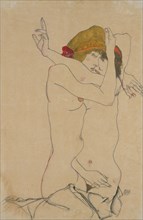 Two Women Embracing, 1913. Creator: Egon Schiele.