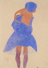 Standing Girl, Back View, 1908. Creator: Egon Schiele.