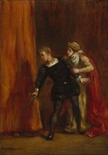 Hamlet and His Mother, 1849. Creator: Eugene Delacroix.