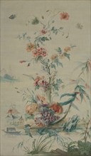 Flowers and Chinoiserie, 18th century. Creator: French Painter , late 18th century .