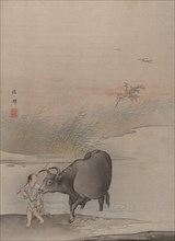 Boy with Cow at the River's Edge. Creator: Hashimoto Gaho.