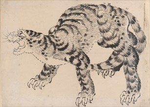 Tiger, 19th century. Creator: Hokusai School.