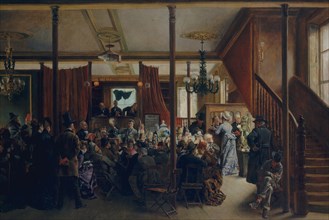 Auction Sale in Clinton Hall, New York, 1876, 1876. Creator: Ignacio de León Escosura.