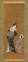 Courtesan and Her Attendant, 18th century. Creator: Shunsho.