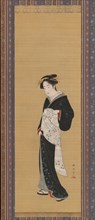 Woman in a Black Kimono, 1783-89. Creator: Shunsho.