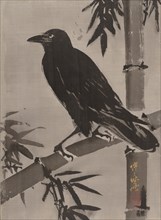 Crow on a Bamboo Branch, ca. 1887. Creator: Kawanabe Kyosai.