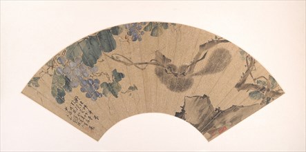 Squirrel and Grape, dated 1868. Creator: Liu Deliu (Chinese, 1806-1875).