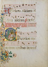 Manuscript Leaf with the Celebration of a Mass in an Initial S..., second half 15th century. Creator: Master of the Riccardiana Lactantius.