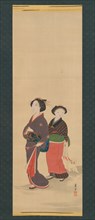 Two Women and a Puppy, before 1785. Creator: Nagasawa Rosetsu.
