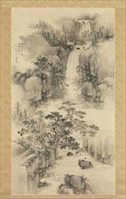 Landscape with Waterfall, 1841. Creator: Nakabayashi Chikuto.