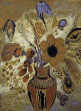 Etruscan Vase with Flowers, 1900-1910. Creator: Odilon Redon.