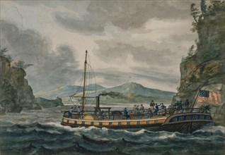 Steamboat Travel on the Hudson River, 1811-ca.1813. Creator: Pavel Petrovic Svin'in.
