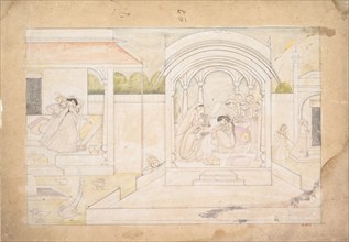 The Marital Bliss of Nala and Damayanti: Folio from a Nala-Damayanti Series, ca. 1800-10. Creator: Ranjha.