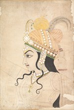 Head of Krishna: cartoon for a mural of the Raslila , ca. 1800. Creator: Sahib Ram.