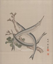 Three Fishes and a Branch, ca. 1890-92. Creator: Seki Shuko.