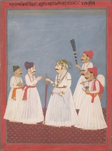 Prince with Four Attendants, late 18th-early 19th century. Creator: Sri Prathi Singh of Ratlam.