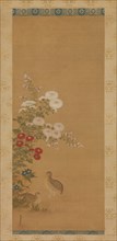 Quail and Autumn Flowers, late 17th century. Creator: Tosa Mitsuoki.
