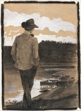 Young Man on a Riverbank, 1902. Creator: Umberto Boccioni.