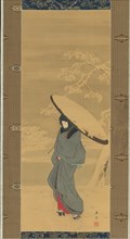 Woman Walking in the Snow, 1840s-early 1850s. Creator: Ando Hiroshige.