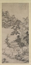 Lofty Scholar among Streams and Mountains, in the manner of Juran, late 17th century. Creator: Wang Jian.
