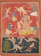 The Demon Kumbhakarna Is Defeated by Rama and Lakshmana..., ca. 1670. Creator: Unknown.