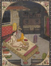 Radha and Krishna on a Bed at Night, ca. 1830. Creator: Unknown.