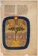 Leaf from a Beatus Manuscript: Angels Restrain the Four Winds..., ca. 1180. Creator: Unknown.