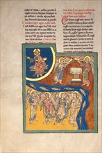 Leaf from a Beatus Manuscript: the Sixth Angel Delivers the Four Angels..., ca. 1180. Creator: Unknown.