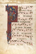 Manuscript Leaf with the Martyrdom of Saint Peter Martyr in an Initial P..., ca. 1270-80. Creator: Unknown.