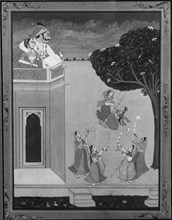 Princely Couple on Balcony Watching Maidens on Swing and Dancers, ca. 1800. Creator: Unknown.