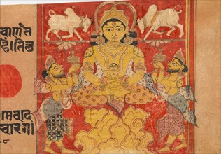 Lustration of the Infant Jina Mahavira: Folio from a Kalpasutra Manuscript, late 14th century. Creator: Unknown.