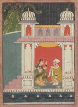 A Heroine and Her Lover in a Pavilion: Page from a Dispersed Nayikabheda , ca. 1660-80. Creator: Unknown.