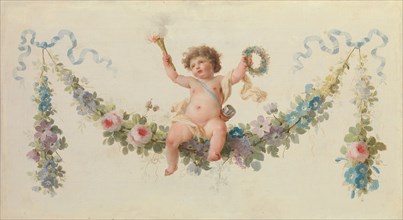Cupid Seated on a Garland, 1770-90. Creator: Unknown.