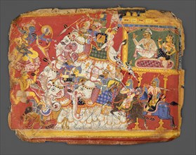 Krishna Battles the Armies of the Demon Naraka: Page from a Bhagavata Purana Manuscript, ca. 1540. Creator: Unknown.