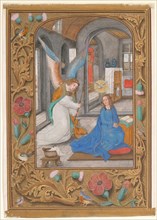 Manuscript Leaf with the Annunciation, from a Book of Hours, ca. 1500-1525. Creator: Unknown.