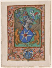 Manuscript Leaf with Coat of Arms, from a Book of Hours, ca. 1500. Creator: Unknown.