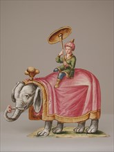 Man on Elephant, 18th century. Creator: Unknown.