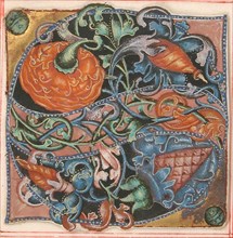 Manuscript Illumination with Initial S, from a Choir Book, 16th century. Creator: Unknown.