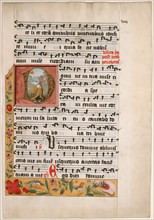 Initial D with King David, from a Cistercian Gradual, ca. 1524. Creator: Unknown.