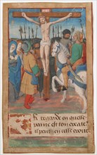 Manuscript Leaf with the Crucifixion, from a Book of Hours, 15th century. Creator: Unknown.