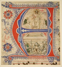 Manuscript Leaf Showing an Illuminated Initial A..., second half of 14th-early 15th century. Creator: Unknown.