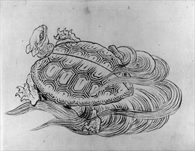 Sea Turtle (Emblem of Longevity), 18th-19th century. Creator: Hokusai.