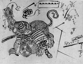 Yorimasa Killing Nue, 18th-19th century. Creator: Hokusai.