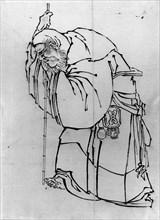 Hermit with a Staff, 18th-19th century. Creator: Hokusai.